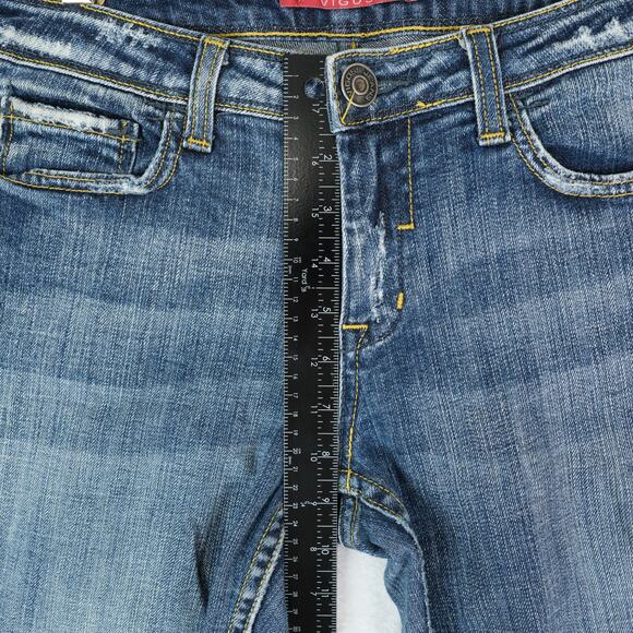 Vigoss Jeans Womens 9 Blue Straight Stretch Denim Mid Rise Contrast Stitch Y2K - Picture 10 of 11